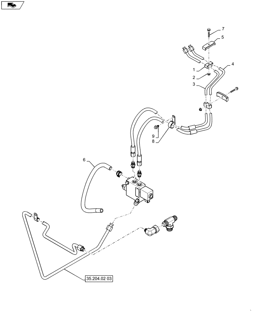 Схема запчастей Case TV380 - (35.734.AH[03]) - HYDRAULIC COUPLER, CHASSIS PLUMBING (SV185,SV250,SV300,TV380) (35) - HYDRAULIC SYSTEMS