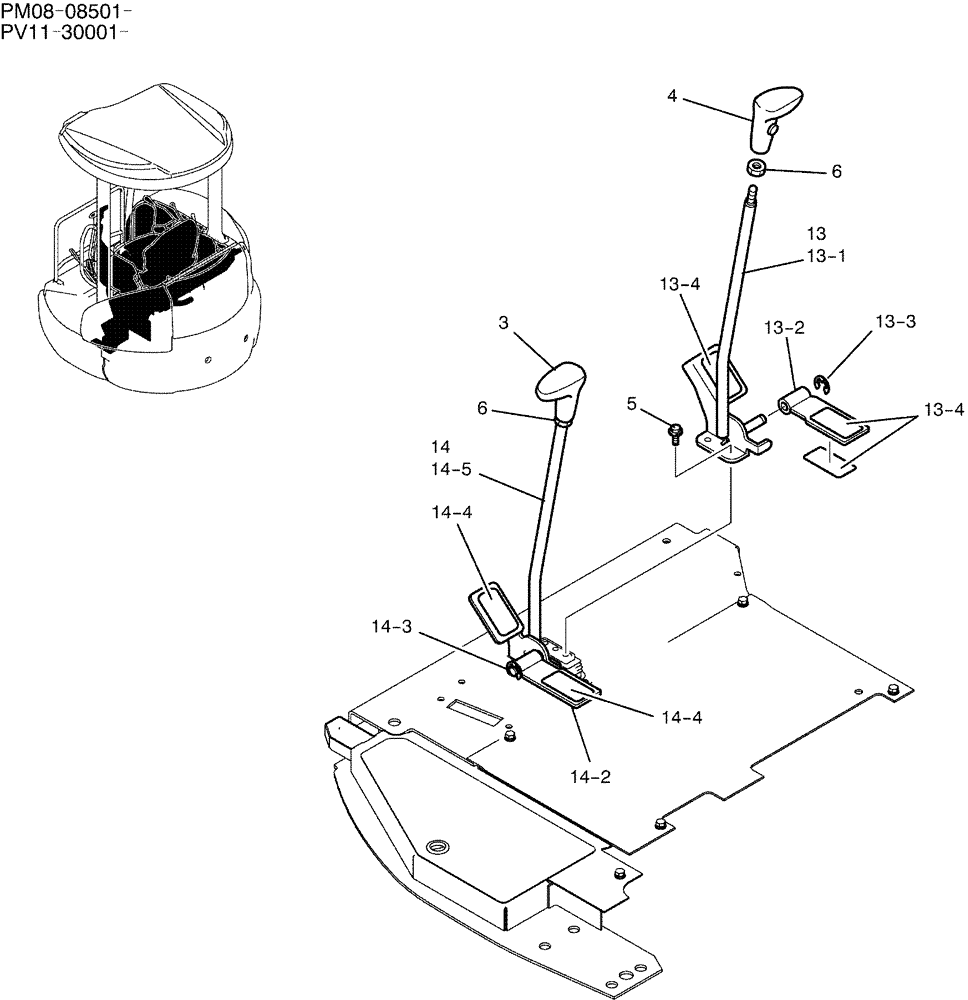 Схема запчастей Case CX27B - (01-032) - LEVER ASSY, CONTROL (90) - PLATFORM, CAB, BODYWORK AND DECALS