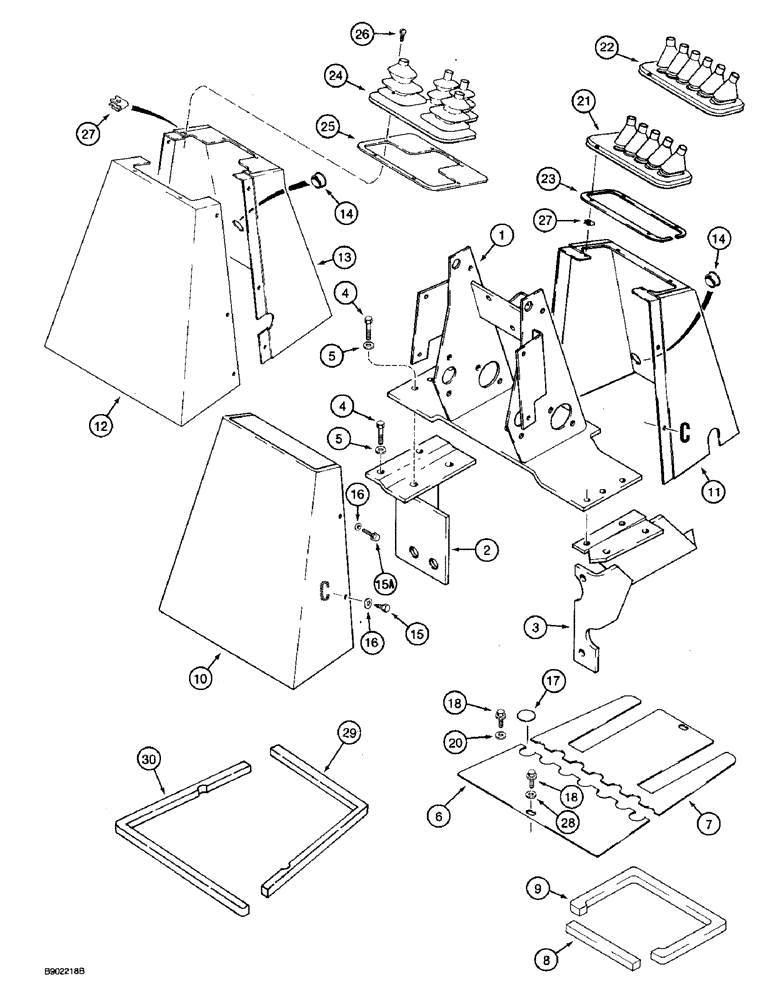 Схема запчастей Case 590 - (9-020) - BACKHOE CONTROL TOWER (09) - CHASSIS/ATTACHMENTS