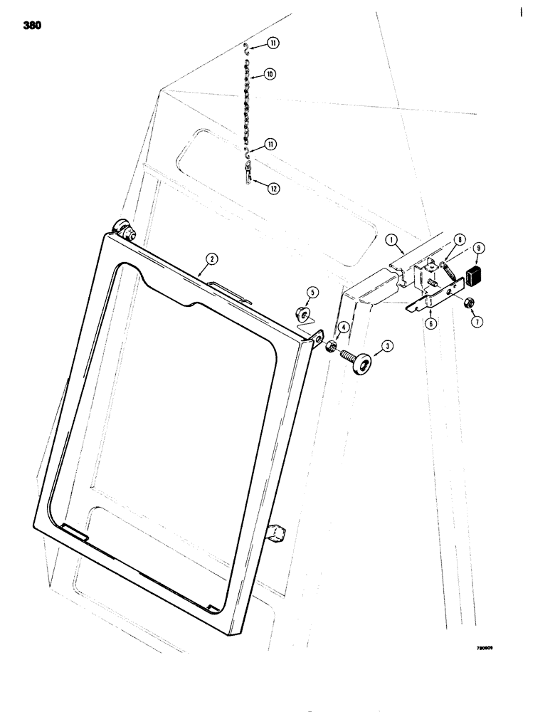Схема запчастей Case 680G - (380) - CAB FRAME AND REAR WINDOW (09) - CHASSIS/ATTACHMENTS