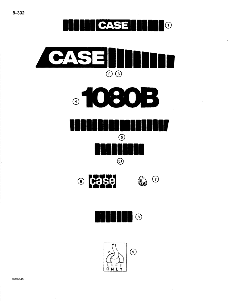 Схема запчастей Case 1080B - (9-332) - DECALS (09) - CHASSIS