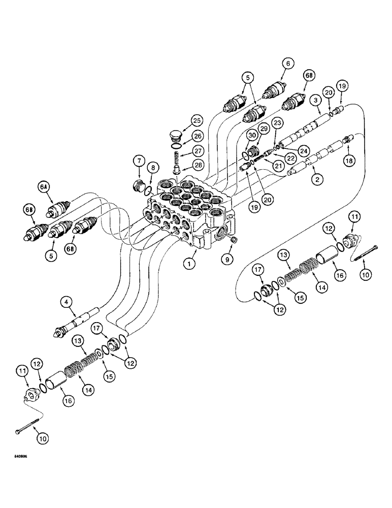 Схема запчастей Case 1187 - (222) - FOUR SPOOL CONTROL VALVE - OUTSIDE (07) - HYDRAULIC SYSTEM