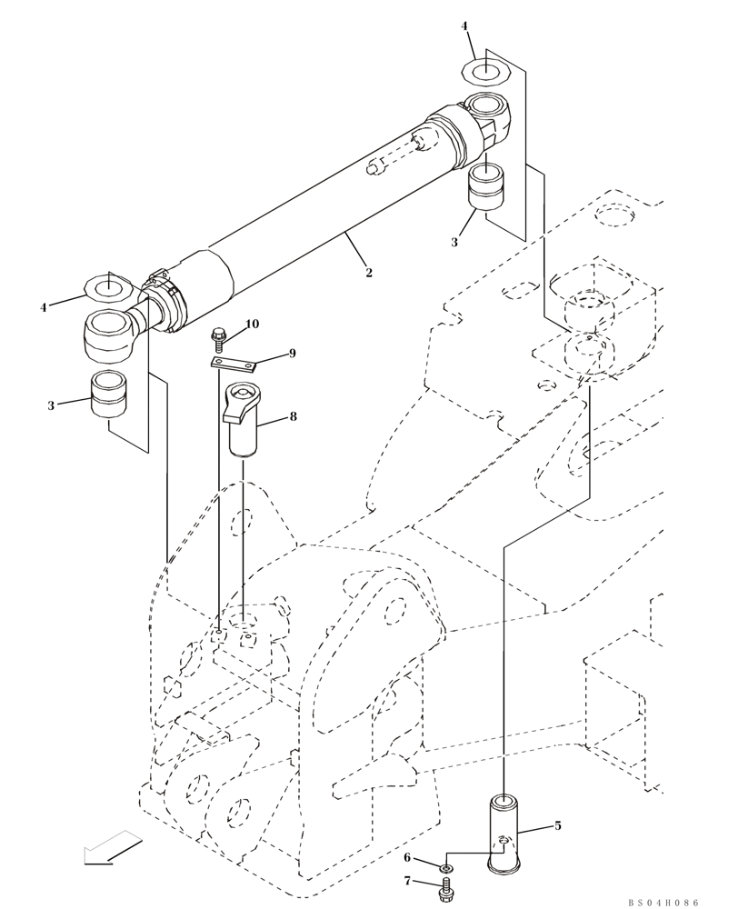 Схема запчастей Case CX80 - (09-53) - BOOM SWING CYLINDER - MOUNTING (09) - CHASSIS