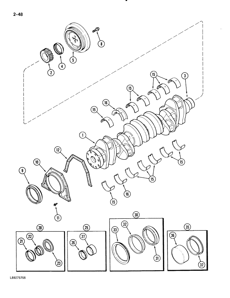 Схема запчастей Case 888 - (2-048) - CRANKSHAFT, 6T-590 DIESEL ENGINE (02) - ENGINE