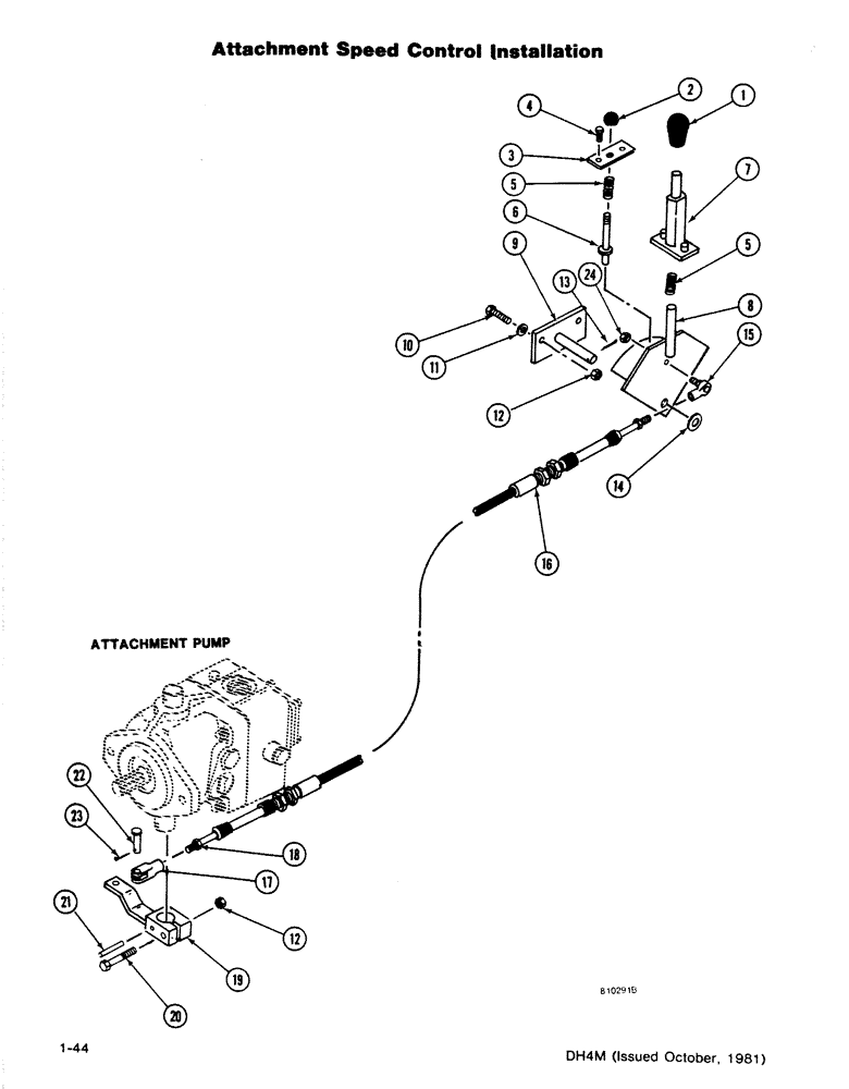 Схема запчастей Case DH4 - (1-44) - ATTACHMENT SPEED CONTROL INSTALLATION (90) - PLATFORM, CAB, BODYWORK AND DECALS