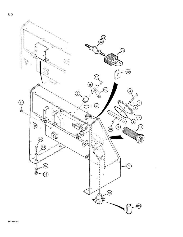 Схема запчастей Case W14B - (8-02) - HYDRAULIC RESERVOIR (08) - HYDRAULICS