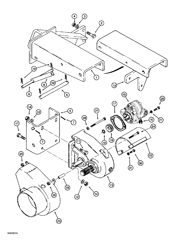 Схема запчастей Case 860 - (9-086) - HYDRA-BORER AND GEARBOX MOUNTING (09) - CHASSIS/ATTACHMENTS