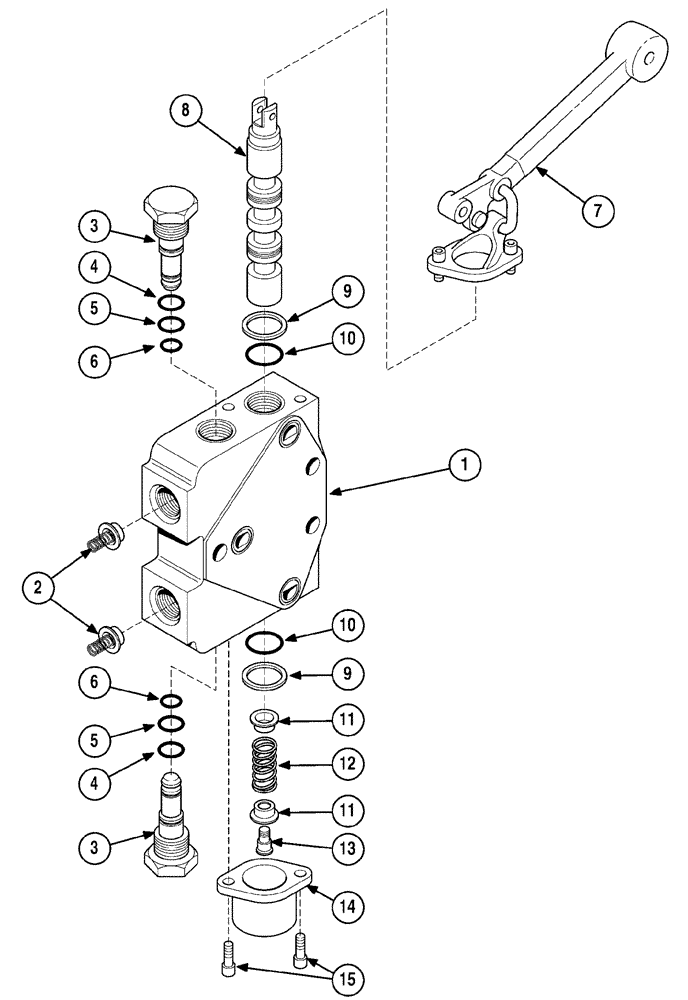 Схема запчастей Case 6010 - (08-21) - VALVE SECTION - BOOM TILT AND STABILIZERS (35) - HYDRAULIC SYSTEMS