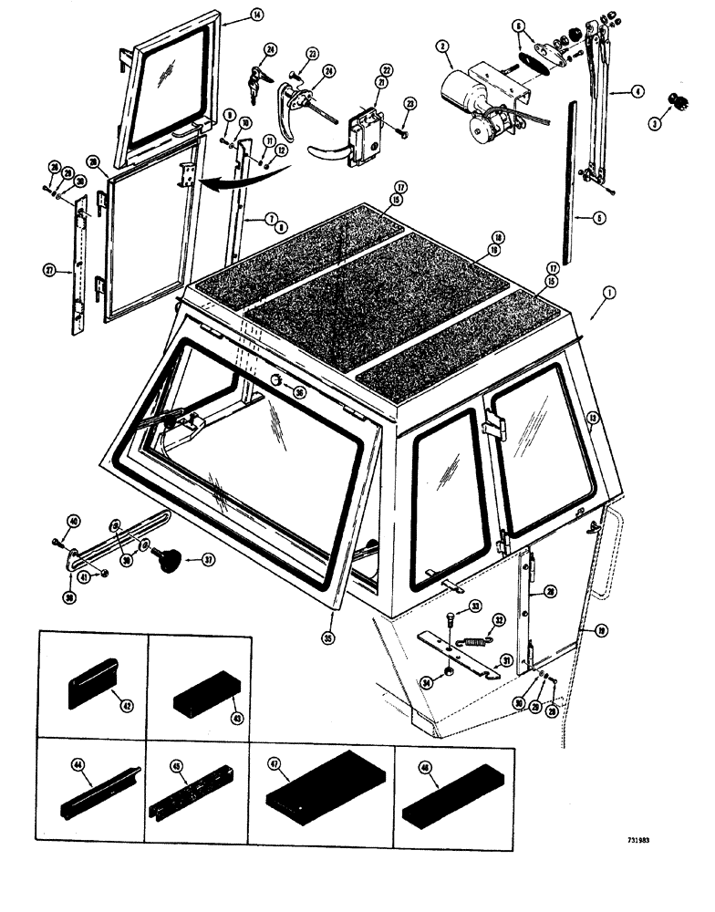 Схема запчастей Case W20 - (256) - L50462 AND L50581 OPERATORS CAB DOORS, WINDOWS AND RELATED PARTS (09) - CHASSIS
