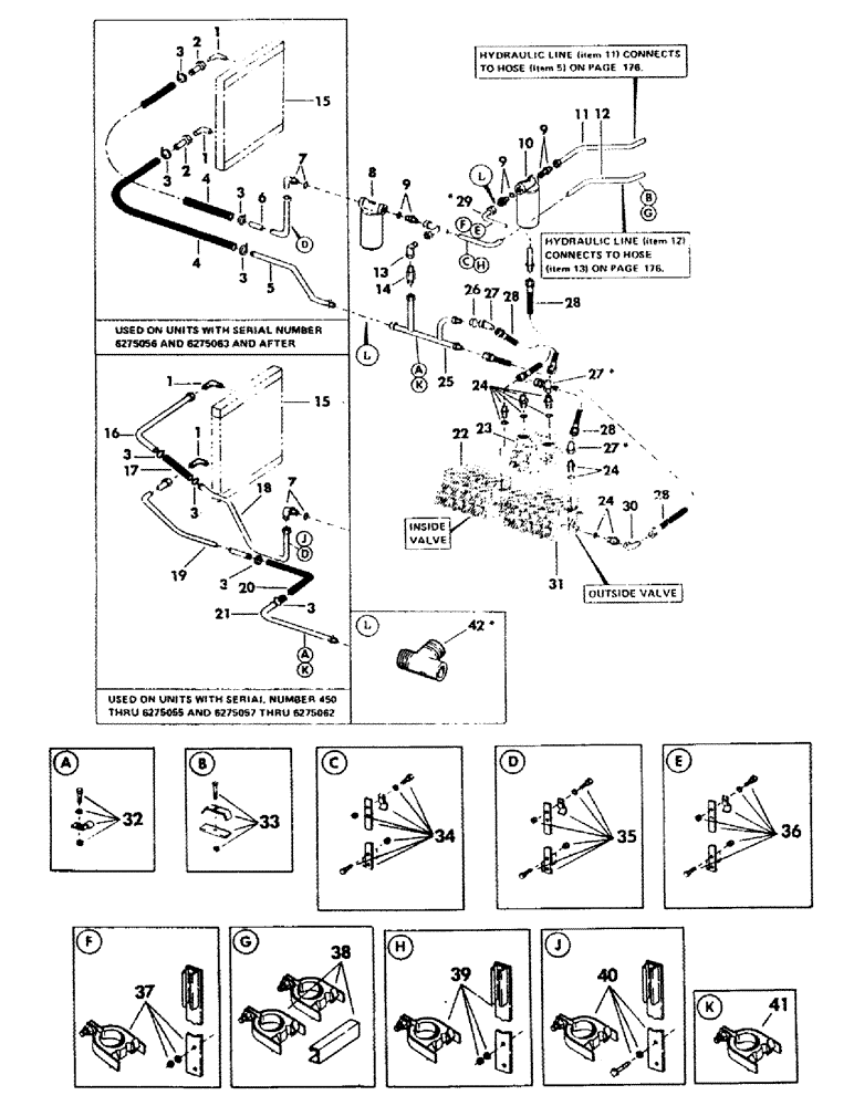 Схема запчастей Case 40BLC - (178) - MAIN VALVE TO RESERVOIR AND COOLER HYDRAULICS (07) - HYDRAULIC SYSTEM