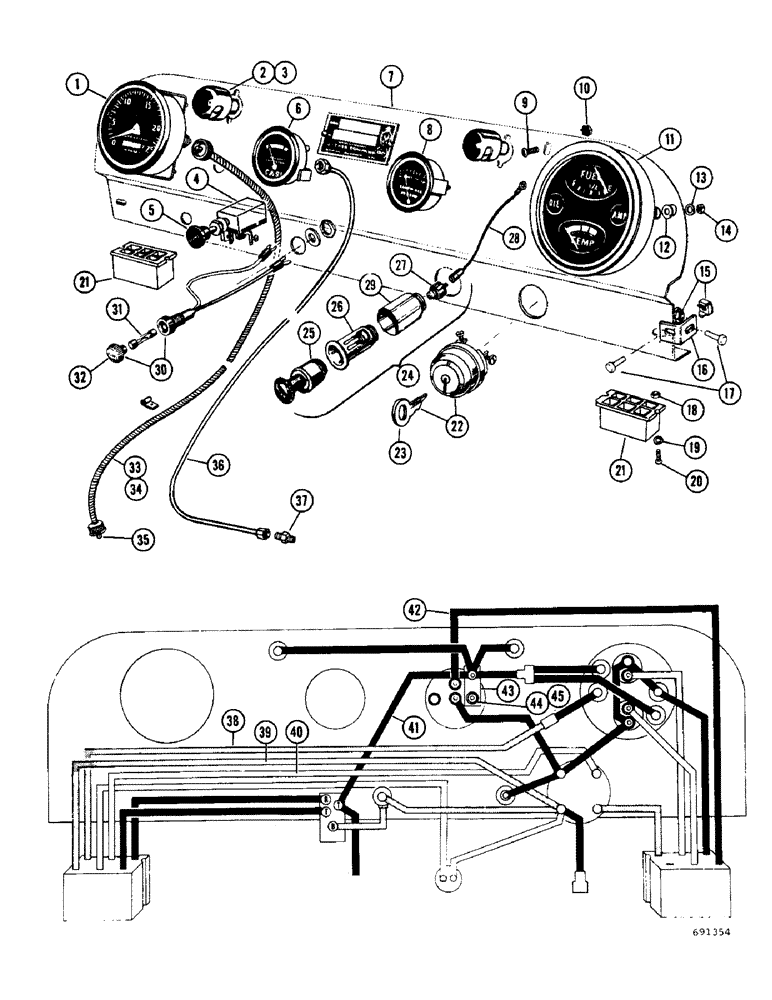 Схема запчастей Case W7 - (124) - INSTRUMENT PANEL, PRIOR TO SERIAL NO. 9801417 (04) - ELECTRICAL SYSTEMS