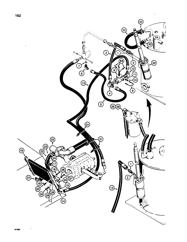 Схема запчастей Case W20 - (162) - HYDRAULIC OIL COOLER WITH AUXILIARY STEERING, AND HYDRAULIC OIL RESERVOIR WITH INTERNAL FILTER (05) - STEERING