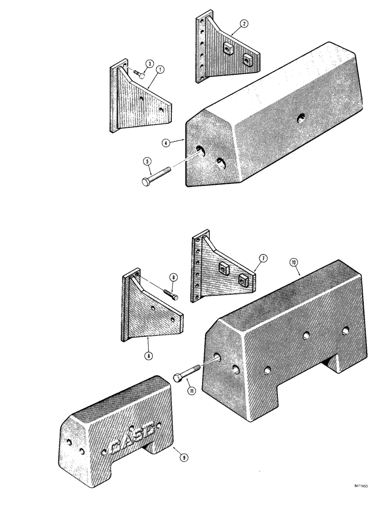 Схема запчастей Case 1000D - (224) - LOADER COUNTERWEIGHTS, COUNTERWEIGHT (2500 LBS.) (05) - UPPERSTRUCTURE CHASSIS
