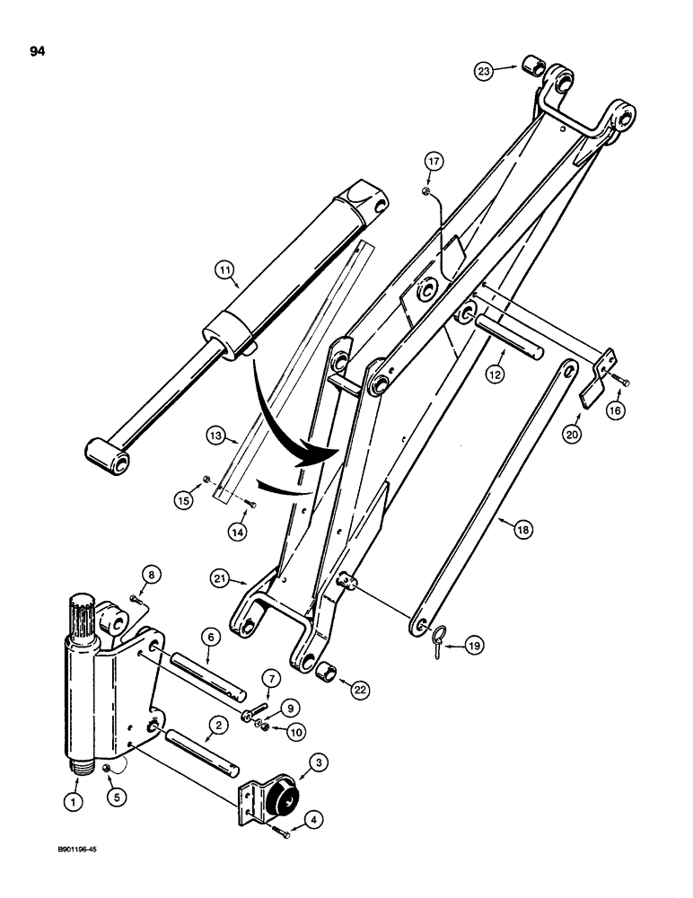Схема запчастей Case D130 - (8-094) - BACKHOE SWING TOWER AND BOOM, USED ON 1835C, 1840, AND 1845C UNI-LOADER W/ DUKE OR VALVE 