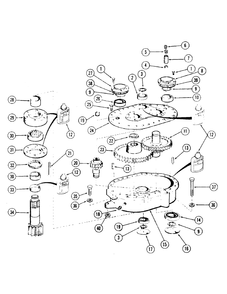 Схема запчастей Case 35 - (084) - SWING REDUCER, (USED ON UNITS WITH PIN 6266131 THRU 6266261) (14) - MAIN GEARBOX & DRIVE