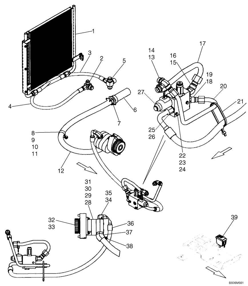Схема запчастей Case 450CT - (08-14D) - HIGH FLOW (MODELS WITH PILOT CONTROL) (08) - HYDRAULICS