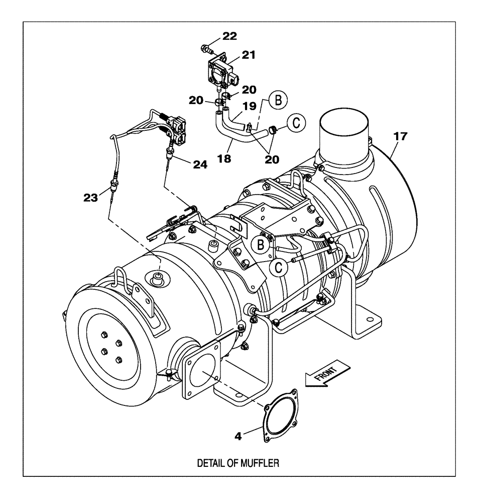 Схема запчастей Case CX300C - (02-001-01[01]) - MUFFLER (02) - ENGINE