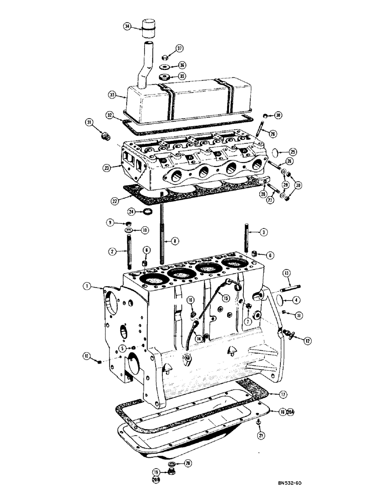 Схема запчастей Case 420C - (042) - ENGINE BLOCK AND RELATED PARTS - DIESEL (01) - ENGINE