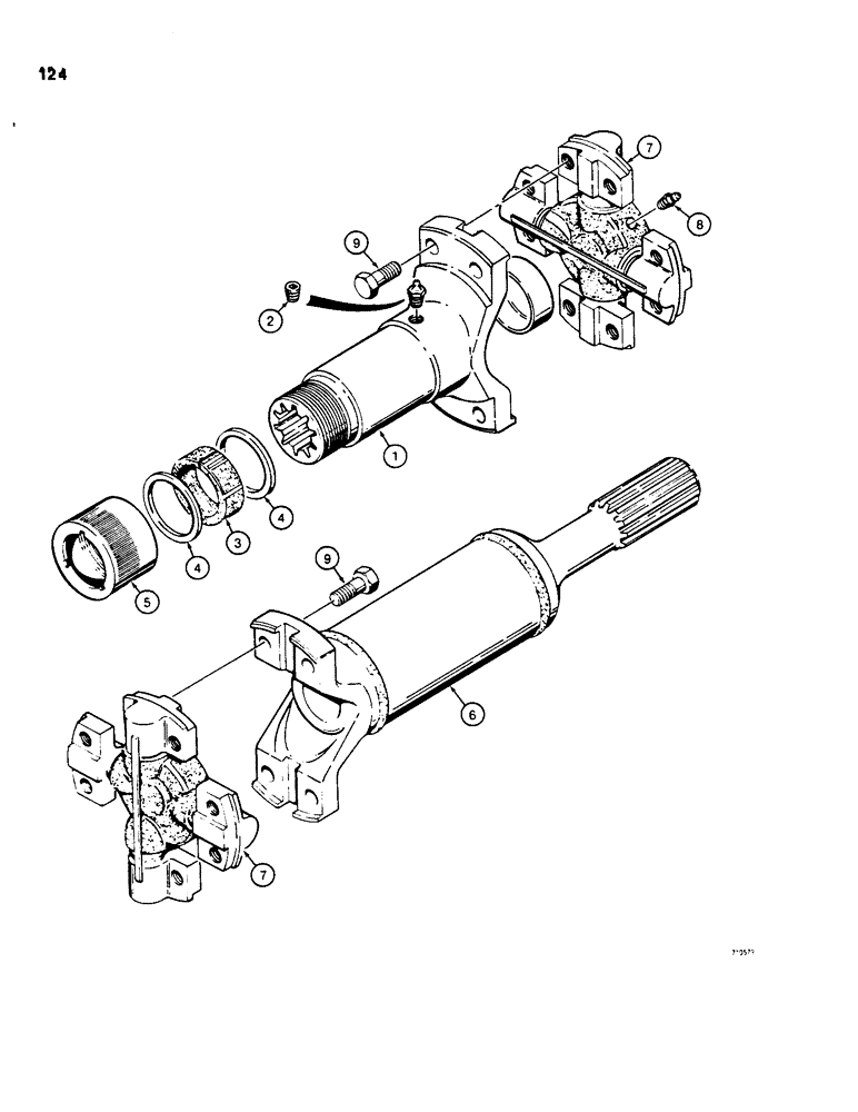 Схема запчастей Case 855C - (124) - DRIVE SHAFT (03) - TRANSMISSION