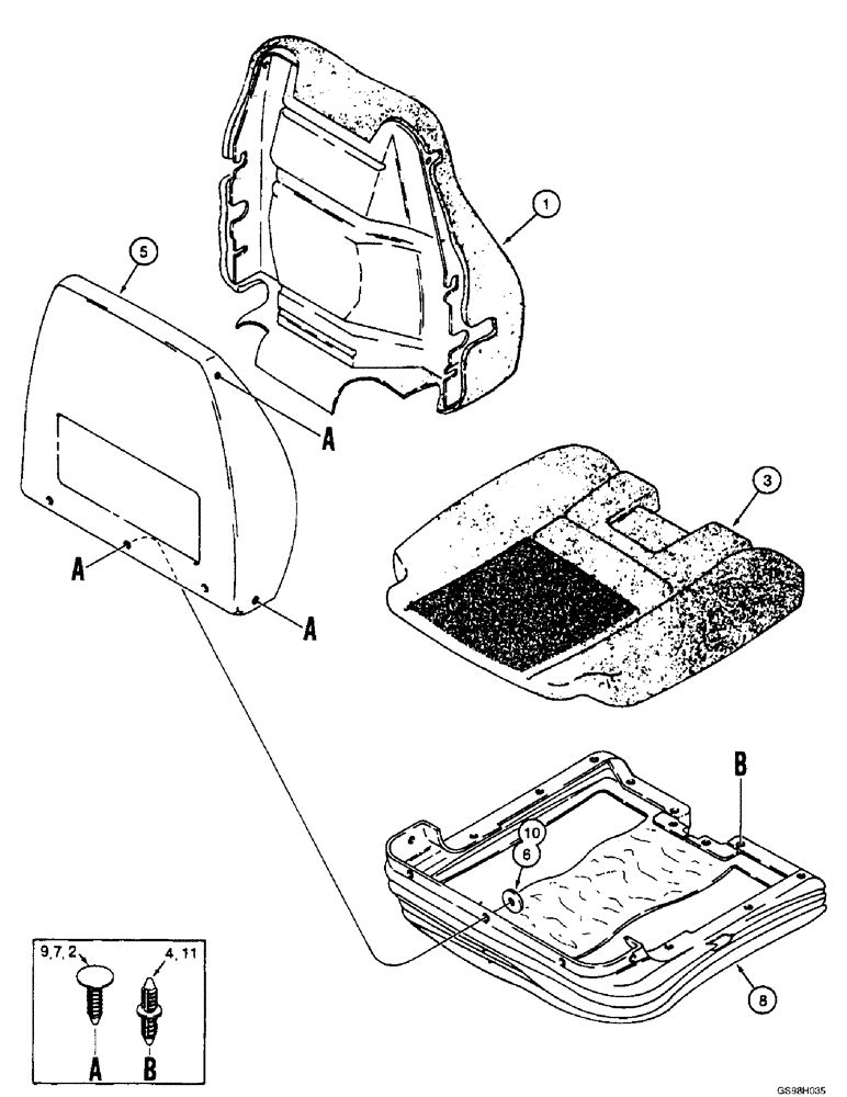 Схема запчастей Case 584E - (9-138) - DELUXE OPERATORS SEAT, CUSHIONS AND SHELL (09) - CHASSIS/ATTACHMENTS