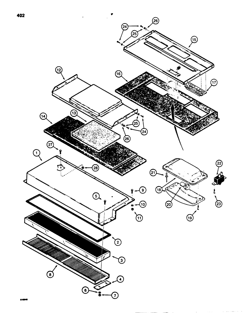 Схема запчастей Case 850B - (402) - CAB - PRESSURIZED, AIR FILTER AND HEADLINER (05) - UPPERSTRUCTURE CHASSIS