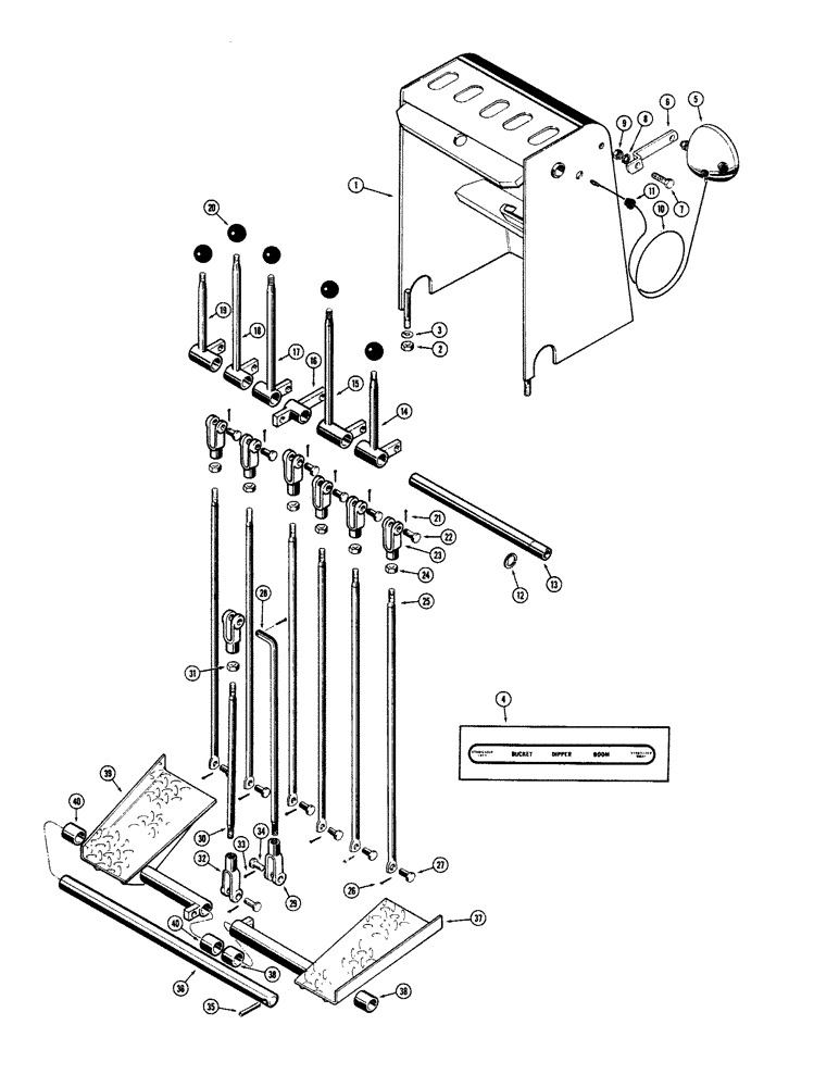 Схема запчастей Case 480CK - (28) - BACKHOE CONTROL LEVERS AND LINKAGE (82) - FRONT LOADER & BUCKET