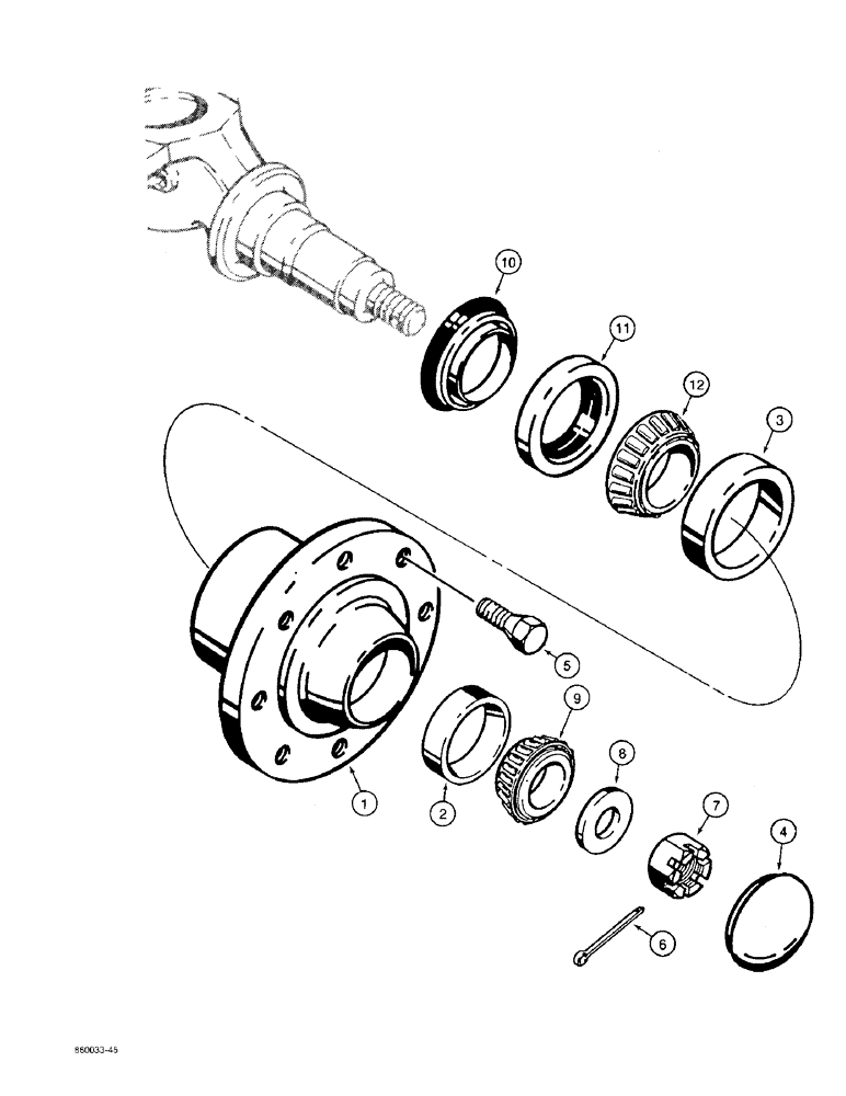 Схема запчастей Case 480F LL - (5-18) - FRONT WHEEL HUB AND BEARINGS (05) - STEERING