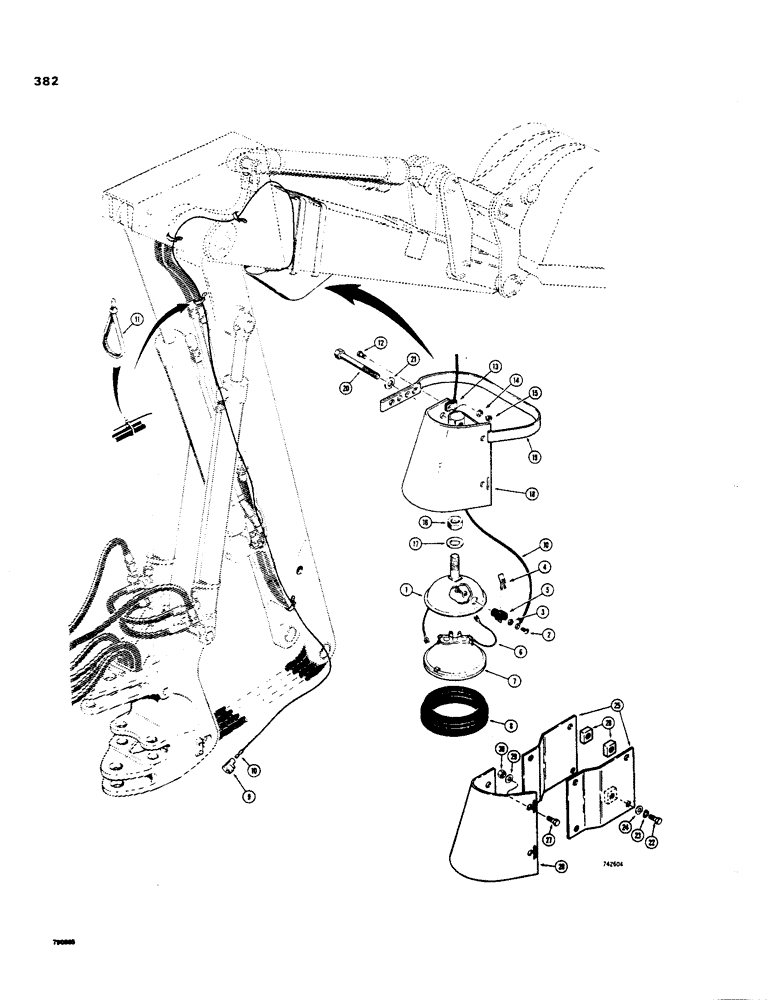 Схема запчастей Case 35 - (382) - DIPPER LIGHT, USED WITH STANDARD DIPPER 