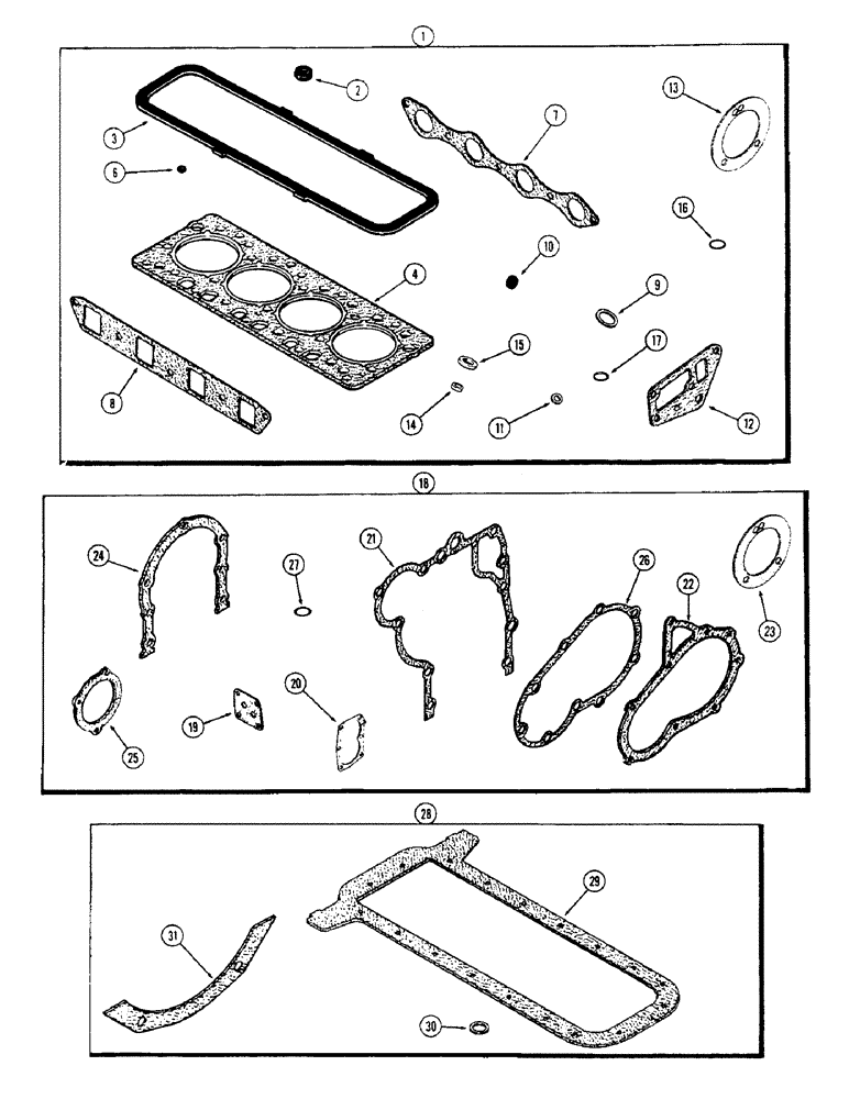 Схема запчастей Case 580B - (032) - ENGINE GASKET KITS, (188) DIESEL ENGINE, 1ST USED ENG. SN 2711005 (02) - ENGINE