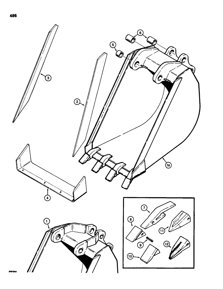 Схема запчастей Case 580SD - (486) - BACKHOE BUCKETS, 24 INCH (610 MM) HIGH CAPACITY TRENCHING BUCKET, USED ON SOME SUPER D MODELS ONLY (09) - CHASSIS/ATTACHMENTS