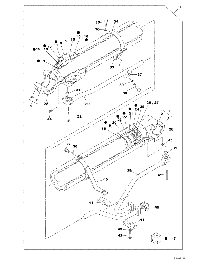 Схема запчастей Case CX800B - (08-70) - BOOM CYLINDER - RIGHT (WITHOUT VALVE, PRESSURE RELIEF) (08) - HYDRAULICS