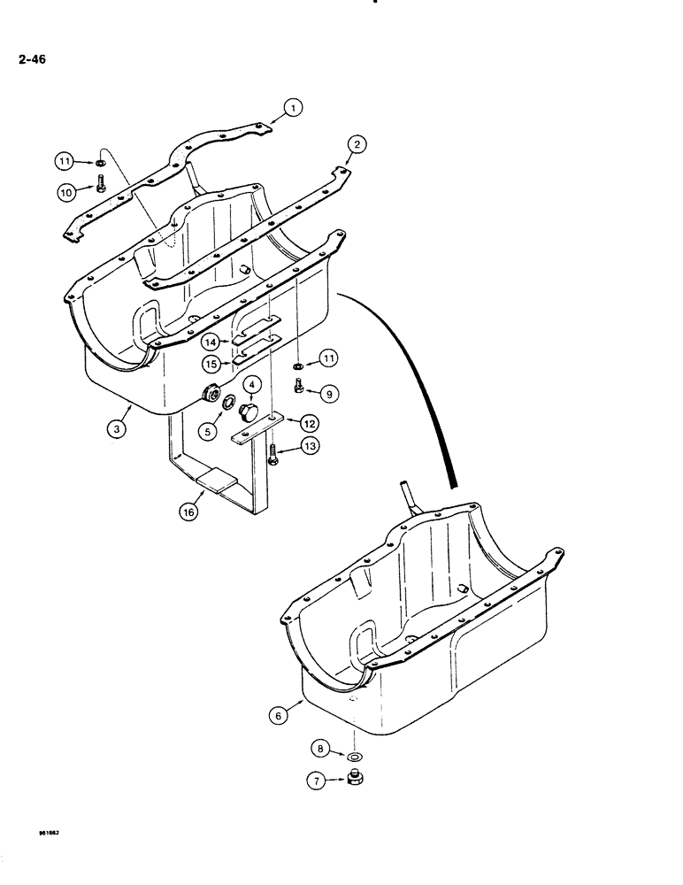 Схема запчастей Case DH4B - (2-46) - ENGINE OIL PAN (02) - ENGINE