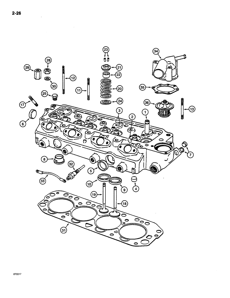 Схема запчастей Case CASE - (2-26) - CYLINDER HEAD AND VALVES (02) - ENGINE