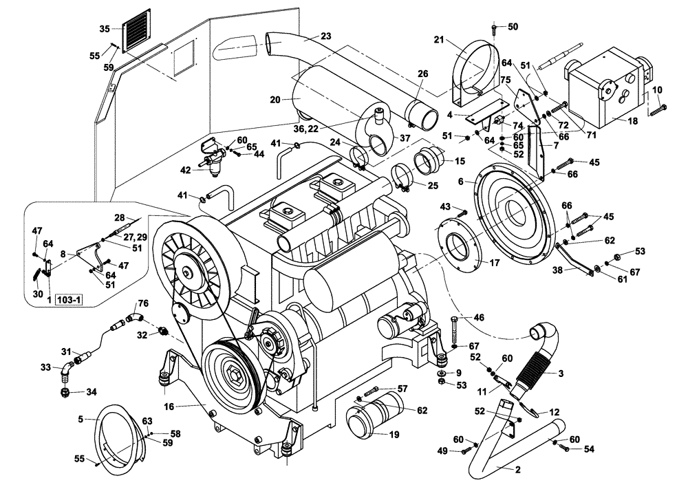 Схема запчастей Case DV201 - (02-103/12[03]) - ENGINE DEUTZ (01) - ENGINE