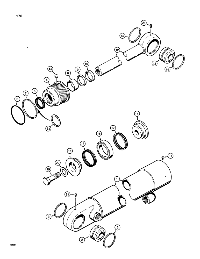 Схема запчастей Case W20 - (170) - G34300 AND G34301 STEERING CYLINDERS, TUBE OR GLAND IS STAMPED WITH CYLINDER PART NUMBER (05) - STEERING