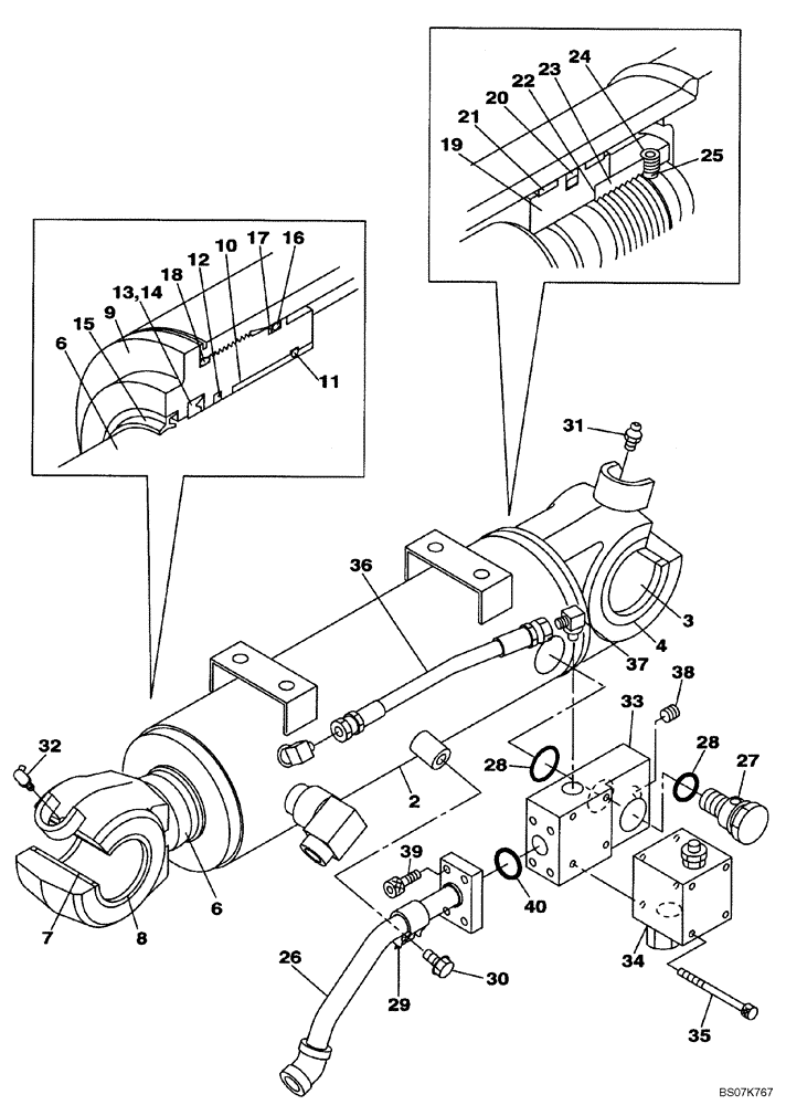 Схема запчастей Case CX225SR - (08-85) - CYLINDER ASSY RH - BLADE, DOZER (HBCV) (08) - HYDRAULICS