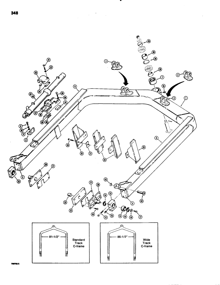 Схема запчастей Case 1150C - (348) - ANGLE TILT PITCH DOZER MODELS, C-FRAME AND ANGLE CYLINDER MOUNTING (09) - CHASSIS/ATTACHMENTS