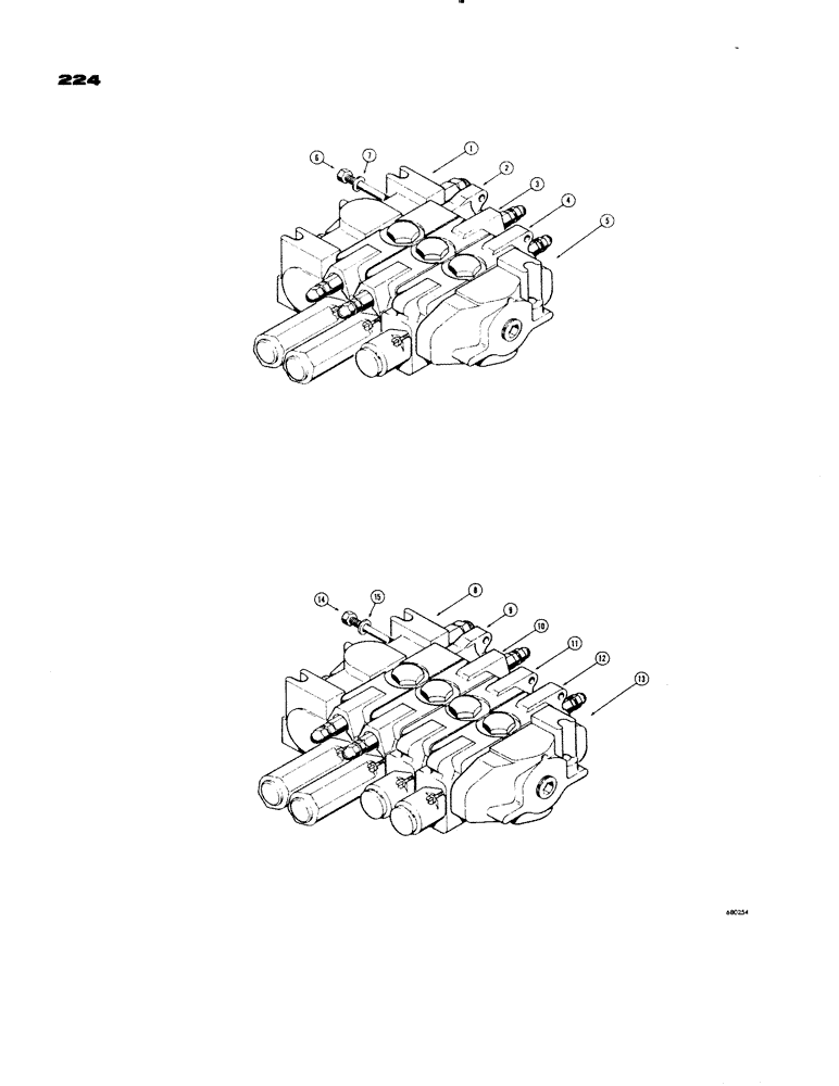 Схема запчастей Case 1150 - (224) - LOADER CONTROL VALVES, USED BEFORE TRACTOR SN. 7300094, D41534 LOADER CONTROL VALVE (3 SPOOL) (07) - HYDRAULIC SYSTEM
