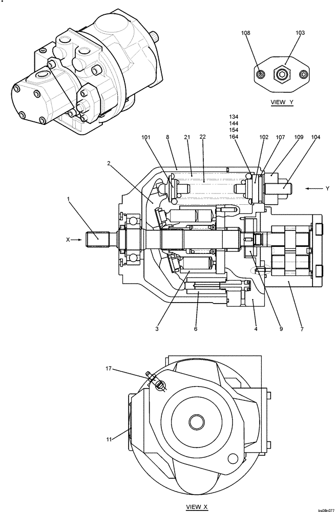 Схема запчастей Case CX50B - (07-025[02]) - PUMP ASSY (PH10V00015F1) ELECTRICAL AND HYDRAULIC COMPONENTS