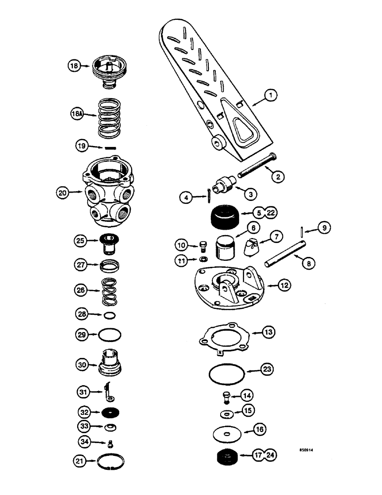 Схема запчастей Case W14 - (408) - L73042 TREADLE AND BRAKE VALVE (07) - BRAKES