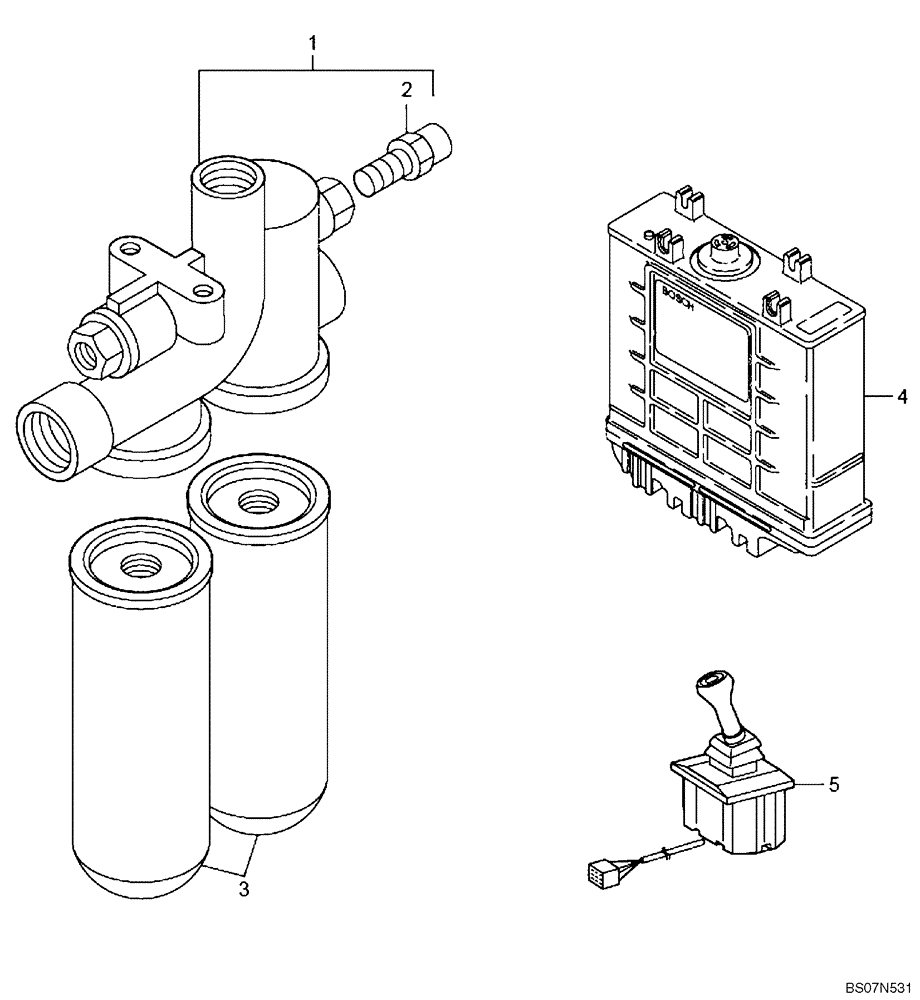 Схема запчастей Case 335B - (18A00010990[001]) - GEARBOX FILTER HEAD / CONTROL UNIT / MANIPULATOR (87693056) (03) - Converter / Transmission
