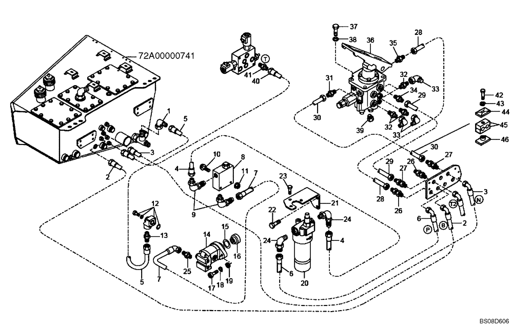 Схема запчастей Case 335B - (47A00002198[001]) - HYDRAULIC BRAKE CIRCUIT (87482786) (09) - Implement / Hydraulics / Frame / Brakes