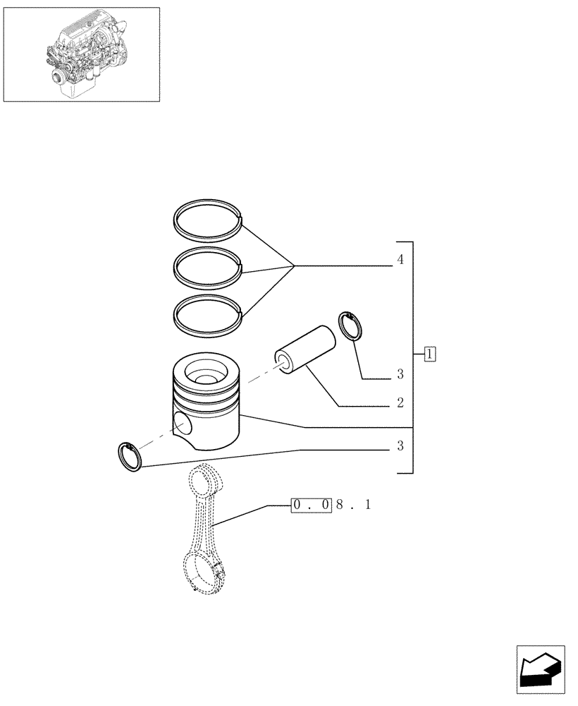 Схема запчастей Case F3BE0684E B003 - (0.08.2[01]) - PISTON - ENGINE (504071434) 