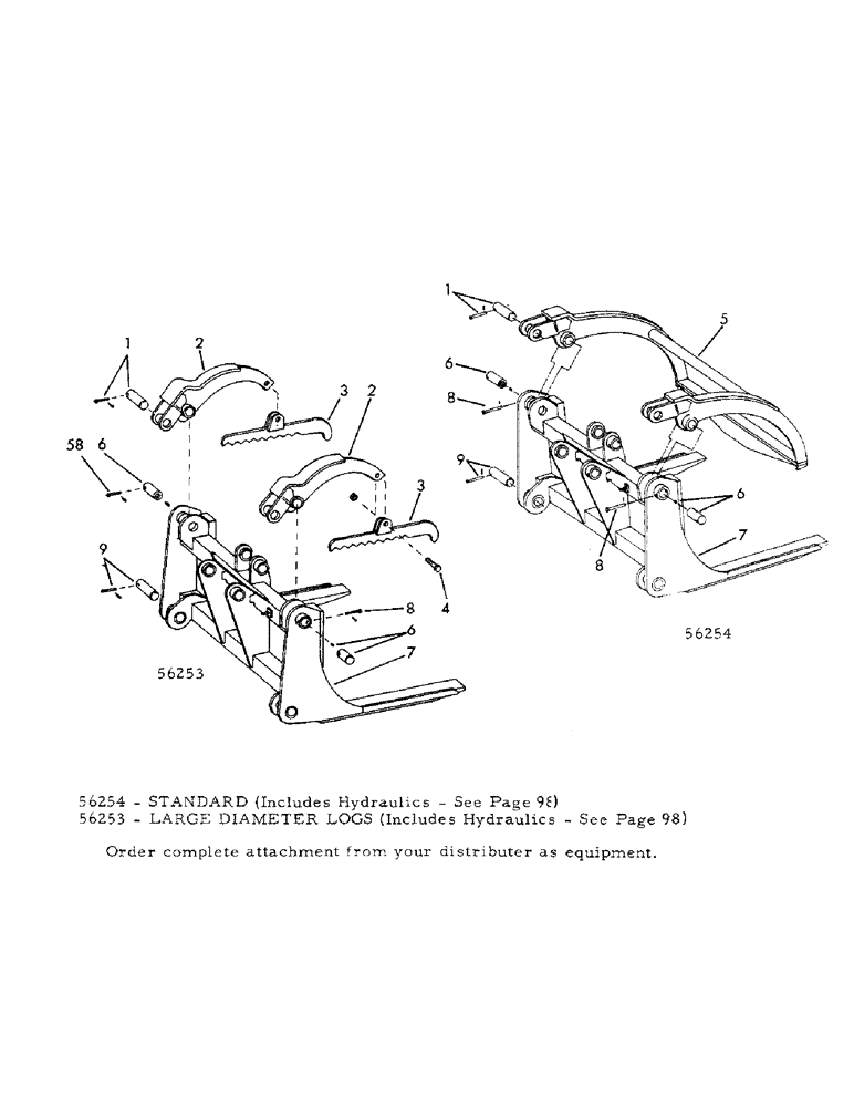 Схема запчастей Case 30YC - (079) - YUMBO LOG GRAPPLES, 56253 AND 56254 (18) - ATTACHMENT ACCESSORIES