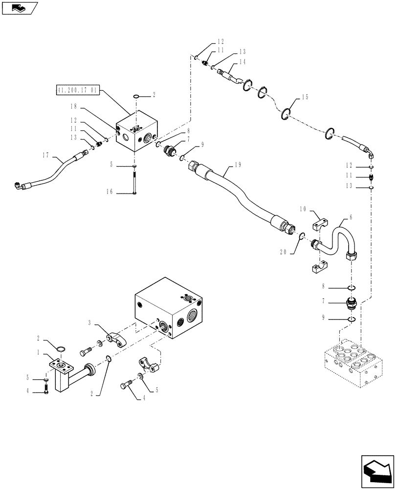 Схема запчастей Case 821F - (41.200.08[01]) - PRIORITY PUMP INSTALLATION 821F (41) - STEERING