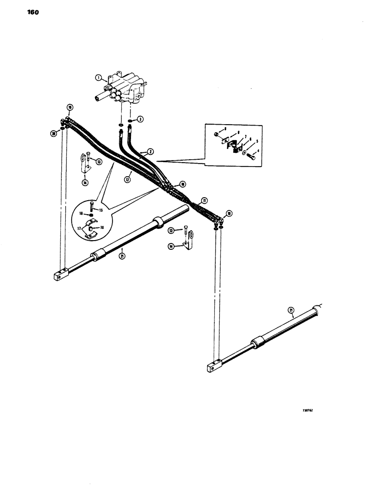 Схема запчастей Case 450 - (160) - ANGLE DOZER HYDRAULIC CIRCUIT, ANGLE CIRCUIT (07) - HYDRAULIC SYSTEM