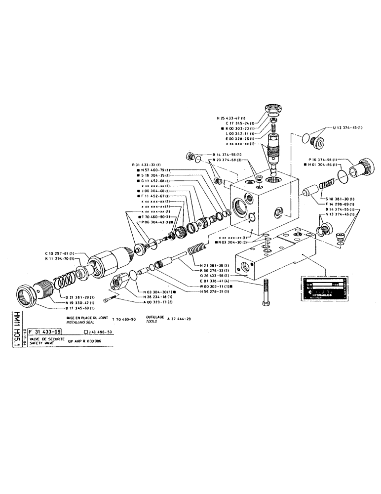 Схема запчастей Case 220 - (182) - SAFETY VALVE (07) - HYDRAULIC SYSTEM