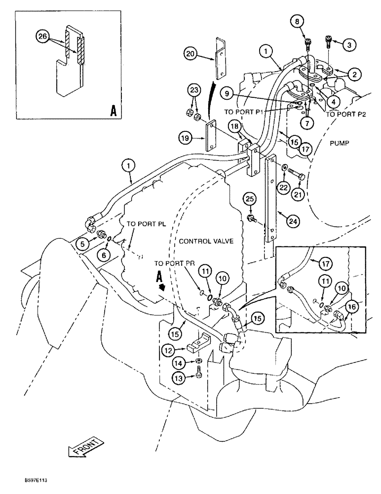 Схема запчастей Case 9020B - (8-008) - CONTROL VALVE SUPPLY LINES (08) - HYDRAULICS