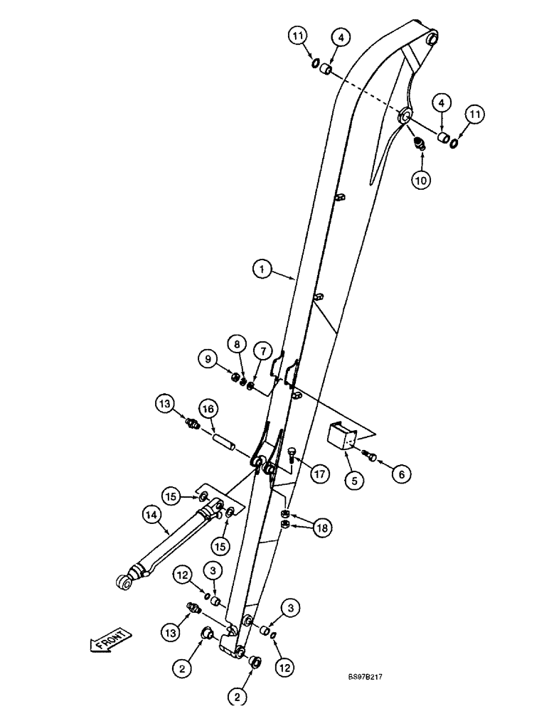Схема запчастей Case 9040B - (9-102) - ARM AND CYLINDER, LONG REACH 7.9 M (25 FT. 11 INCH) ARM (09) - CHASSIS