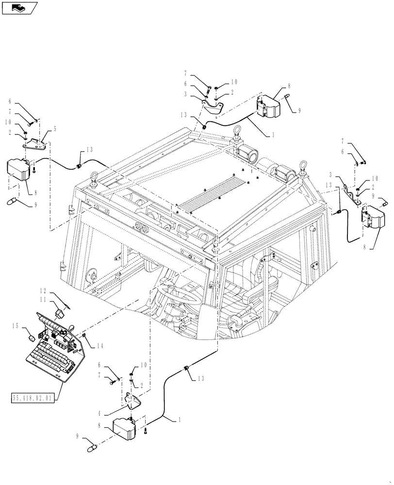 Схема запчастей Case DV207 - (55.404.03) - WORK LIGHTS (55) - ELECTRICAL SYSTEMS